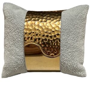 Vintage Monet Bracelet Textured Cuff Gold Tone Stamped 1 3/8” Wide